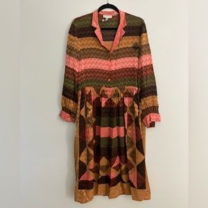 Vintage silk long sleeved midi dress